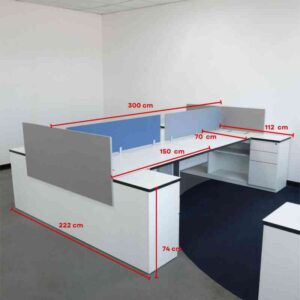 เซ็ตโต๊ะทำงานกลุ่ม H-Shape 4 ที่นั่ง +พาทิชั่น 4 แผ่น +ตู้เอกสาร 3 ลิ้นชักทุกที่นั่ง แบรนด์ Bristol (2)