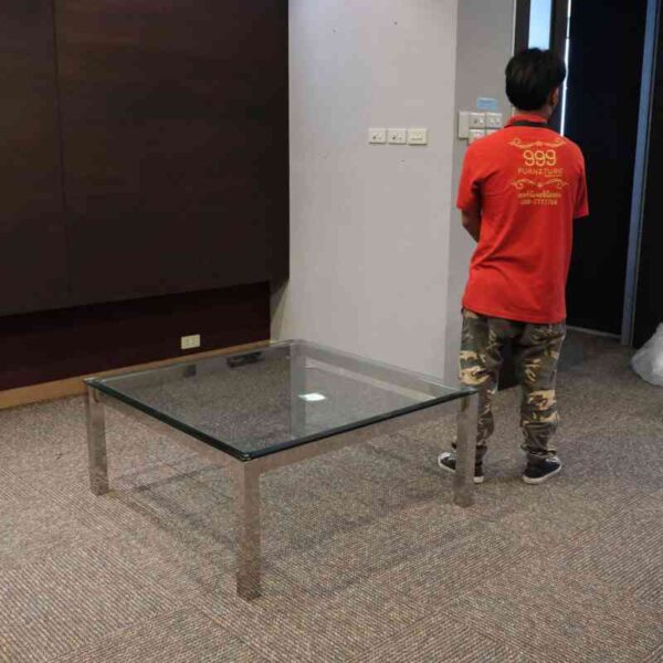 โต๊ะกลางโครงสแตนเลส ท็อปกระจก (1)
