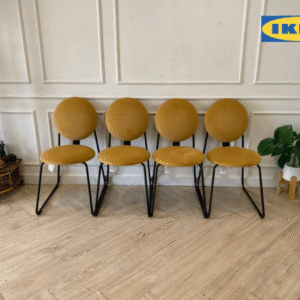 เก้าอี้ ขาเหล็ก เบาะผ้า สีเหลือง ยี่ห้อ Ikea (1)
