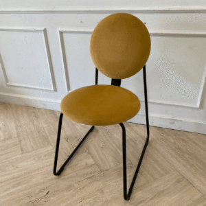 เก้าอี้ ขาเหล็ก เบาะผ้า สีเหลือง ยี่ห้อ Ikea (1)